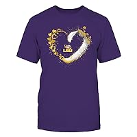 FanPrint LSU Tigers - Beautiful Heart - Color Drop - University Team Logo T-Shirt