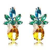 Yellow Pineapple Ear Stud Earrings Women Girl Crystal Rhinestone Jewelry 4.0 * 1.0cm Creative And Exquisite Workmanship Useful and Professional
