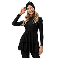 Women Burkini Islamic Modest Clothing Plus Size Muslim Swimwear with Bra Pad Front Hijab Swimsuit