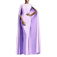 Women's Mother Of The Bride Party Prom Dress With Cape Neck Lace