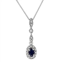 Mother's Day Gift For Her Sterling Silver Synthetic Blue Sapphire and White Diamond dangling Pendant