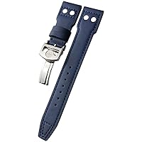 20mm 21mm 22mm Rivet Calfskin Watch Band Fit for IWC Watch Big IW5009 Spitfire IW3777 Le Petit Prince Mark Strap (Color : Blue Blue, Size : 21mm)