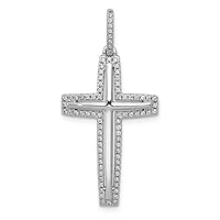 14k White Gold Diamond Religious Faith Cross Pendant Necklace Measures 35x17mm Wide Jewelry for Women