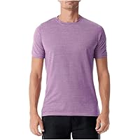 Men's Crew Neck Silk Short Sleeve Shirt - Color Lavender