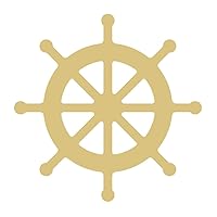 Ship Wheel Cutout Unfinished Wood Nautical Boating Ocean Door Hanger MDF Shape Canvas Style 4 (6