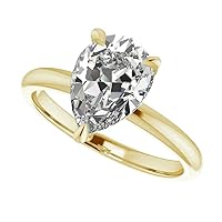 Pear Shaped Engagement Ring, Moissanite Rings for Women, Promise Rings for Her 2 CT Color VVS1 Clarity Rings For Women 925 Sterling Silver with 18K Gold Size 3-12