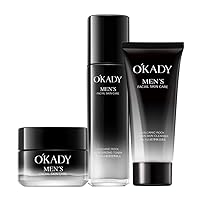 O'KADY Men Volcanic Rock Skin Care Set 3Pcs Cleanser Toner Cream Purify Oil Control Shrink Pores Firming Nourishing Moisturizing Hydrating for Smooth Radiant Youthful Skin Alcohol-Free Hypoallergenic