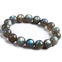 12mm Genuine Natural Labradorite Colorful Light Crystal Round Beads Women Men Bracelet Jewelry AAAA