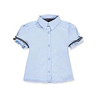 French Toast Little Girls' Bow Stitch Trim S/S Button-Down (Sizes 4-6X) - Blue