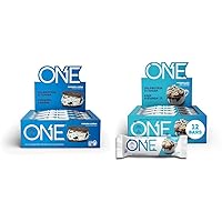 ONE Protein Bars, Cookies & Creme and Marshmallow Hot Cocoa, Gluten Free Protein Bars with 20g Protein and Only 1g Sugar (12 Count) Bundle
