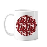 Red Pattern White Decoration Christmas Mug Pottery Ceramic Coffee Porcelain Cup Tableware
