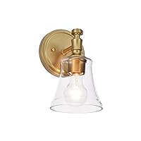 Wall Sconces, Traditional Aged Brass 1 Light Sconce, Wall Light with Clear Glass Shade for Bedroom Bathroom Living Room & Hallway Vanity Lighting Fixture