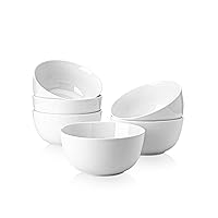 Sweese Cereal Bowl, 20 Oz Soup Bowls Set of 6, Chip Resistant, Dishwasher & Microwave Safe, Porcelain Bowls for Cereal Soup Rice Pasta Salad Oatmeal, White