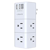 USB Outlet Extender Surge Protector - QINLIANF Multi Plug Outlet with Rotating Plug, 3-Sided Swivel Power Strip with 6 AC Spaced Outlet Splitter and 3 USB Ports (1 USB C) for Travel, Home, Office,ETL