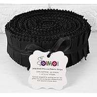 Soimoi 40Pcs Solid Black Precut Fabrics Strips Roll Up 1.5 Inches Cotton Jelly Rolls for Quilting