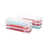 novelinks Stackable Plastic Clear Storage Box Containers with Latching Lid - Art Craft Supply Organizer Storage Containers for Pencil Box, Lego, Crayon, Beads, Jewelry (6 Pack Large -Clear)