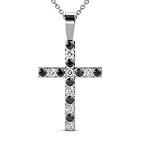 Black & White Natural Diamond (SI2-I1, G-H) Cross Pendant 0.53 ctw 14K Gold. Included 16 Inches 14K Gold Chain.