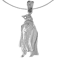 Silver Penguin Necklace | Rhodium-plated 925 Silver Penguin Pendant with 18
