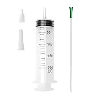 200ml Large Plastic Syringe with Tubing Tip Cap for Liquid Jello Shots Oral Lip Gloss Crafts Epoxy Feeder Pet Watering Party Enema Irrigator Measure Refill Oil Glue Applicator Dispenser without Needle