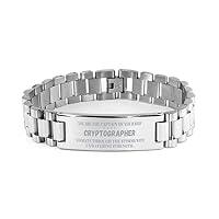To My Cryptographer Gifts, You Are The Captain Of Your Ship, Navigate Through The Storms With Unwavering Strength, Amazing Ladder Stainless Steel Bracelet For Cryptographer Birthday Christmas Gif