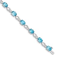 5mm 14k White Gold Blue Topaz and Diamond Bracelet Jewelry Gifts for Women