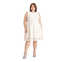 Calvin Klein Women's Plus Size Fit and Flare Dress with Sheer Inserts at Hem