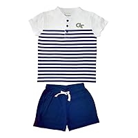 Toddler Newborn Short Sleeve Stripe Sports T-Shirt Tee Short Set College Sports Fan Apparel