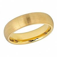 6mm Tungsten Ring Wedding Band for Men and Women Gold Plated Brushed Dome RingSize 5-13 SHJTCR227