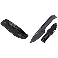 Recon 1 Series Tactical Folding Knife with Tri-Ad Lock and Pocket Clip - Made with Premium CPM-S35VN Steel, Spear Point, Black & Drop Forged Series Fixed Blade Knife with Sheath, Hunter