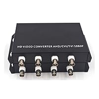 HD Video to Fiber Optic Extenders/Converters, Work Distance up 20Km FC Optical Port- Support 1080p 960p 720p CVI TVI AHD HD Camera (4 Channel Without RS-485 Data)