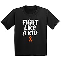 Fight Like A Kid Leukemia Blood Cancer Awareness (Orange Ribbon) Youth Tee Shirt Kids Girls/Boys/Unisex