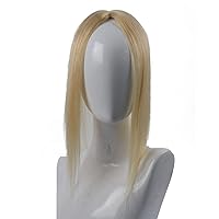 Hand Tied 7x10 cm Mono Forehead Topper with Clips on, 613# Blonde Human Hair Toppers for Women with Bald Spot, 12
