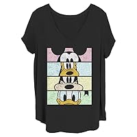 Disney Women's Classic Mickey Crew Crop Junior's Plus Short Sleeve Tee Shirt