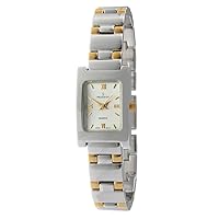 Peugeot Ladies Two-Tone Bracelet Watch with a Square Silver Dial and a self Adjustable jewelery Style Clasp