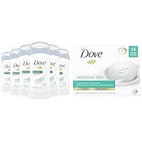Dove Invisible Solid Antiperspirant Deodorant Stick for Women, 6 Count, Sensitive & Beauty Bar More Moisturizing Than Bar Soap for Softer Skin, Fragrance-Free
