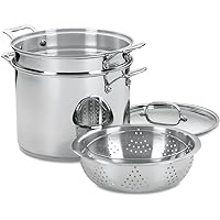 Cuisinart 4-Piece Cookware Set, 12 Quarts, Chef's Classic Stainless Steel Pasta/Steamer, 77-412P1