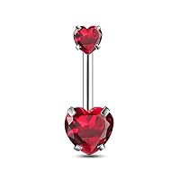 Gabry&jwl Love Belly Button Rings Double Heart Zircon 14G 316L Stainless Steel Navel Ring CZ Belly Rings Piercing Jewelry