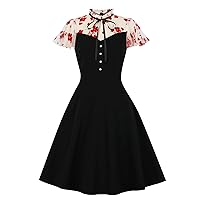 Women's 1950s Vintage Audrey Hepburn Style Cocktail Party Dresses Retro Rockabilly Swing Dress Homecoming Pinup Dress