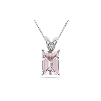 November Birthstone - Natural Morganite Emerald Cut Scroll Solitaire Pendant in Platinum Available in 8x6mm - 14x10mm