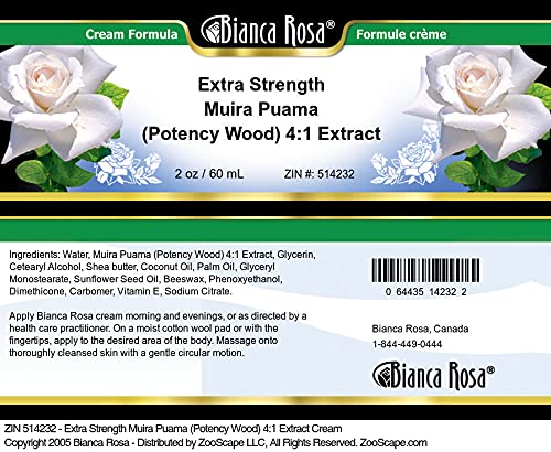 Bianca Rosa Extra Strength Muira Puama (Potency Wood) 4:1 Extract Cream (2 oz, ZIN: 514232)