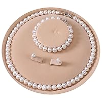 Freshwater Cultured Pearl Necklace Set Includes Stunning Bracelet and Stud Earrings Jewelry Set for Women