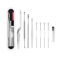MYMSBH 8pcs Ear Wax Pickers Stainless Steel Ears Picks Removal Curette Remover Cleaning Stick Earpick Ear Wax Cleaning Tools