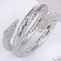 Albert Vintage Crystal Snake Bracelet Exaggerated Gold Silver Colour Neutral Hip Hop Punk Jewelry (Metal Color : Silver)