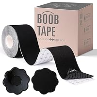 Tripsky XL Breast Lift Tape, BoobTape for Large Breasts,Body Tape for Fashion,Athletic Tape Boobtape &NippleCover for A-GCup (Black, 3 inch)