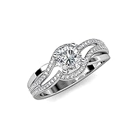 IGI Certified Round Lab Grown (VS1/F) & Natural Diamond 1.35 ctw Swirl Womens Halo Engagement Ring 14K Gold
