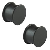 KAOS BRAND: Pair of Black Silicone Solid Front Plugs