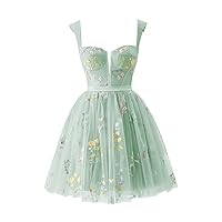 Flower Embroidery Tulle Prom Dresses for Women Sweetheart Neck Formal Evening Party Gowns