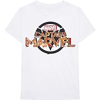 Captain Marvel T Shirt Crest Logo Official Marvel Comics Mens White Size S