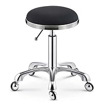 Stools,Rolling Stool Beauty Stool on Wheels, Height Adjustable Swivel Stool Barber Stool with Chair Rod for Kitchen, Salon, Bar, Office, Massage, Clinic/C