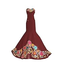 2024 Colorful Flower Embroidery Mermaid Wedding Quinceanera Dresses Mexicana Style Satin